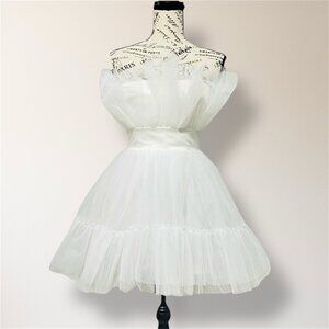 Katie May Elle XS Ivory Tulle Strapless Mini Dress Ruffle Bridal Cocktail Party